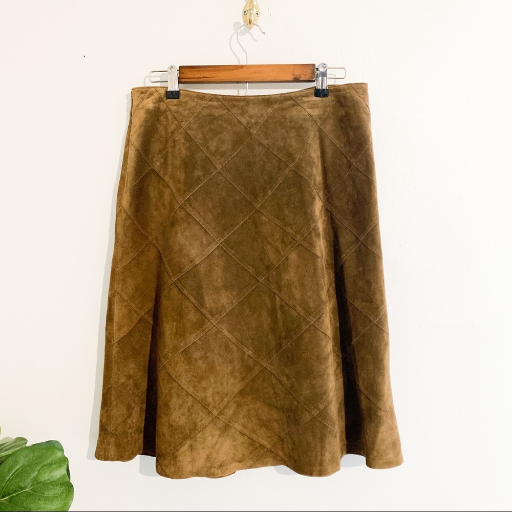 Liz Claiborne Suede Brown A-Line Skirt - Picture 2 of 10